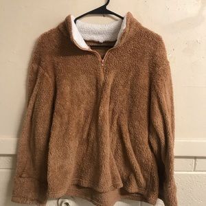 half zip shein teddy sweatshirt